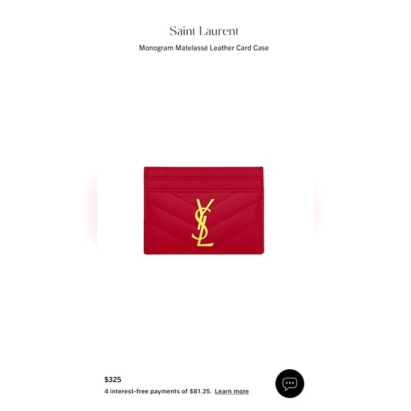 YSL Monogram Matelasse Leather Card Case in Red - Picture 2 of 9